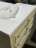 Single Sink Bath Vanity Cabinet in Beige with White Resin Top Undermount Sink