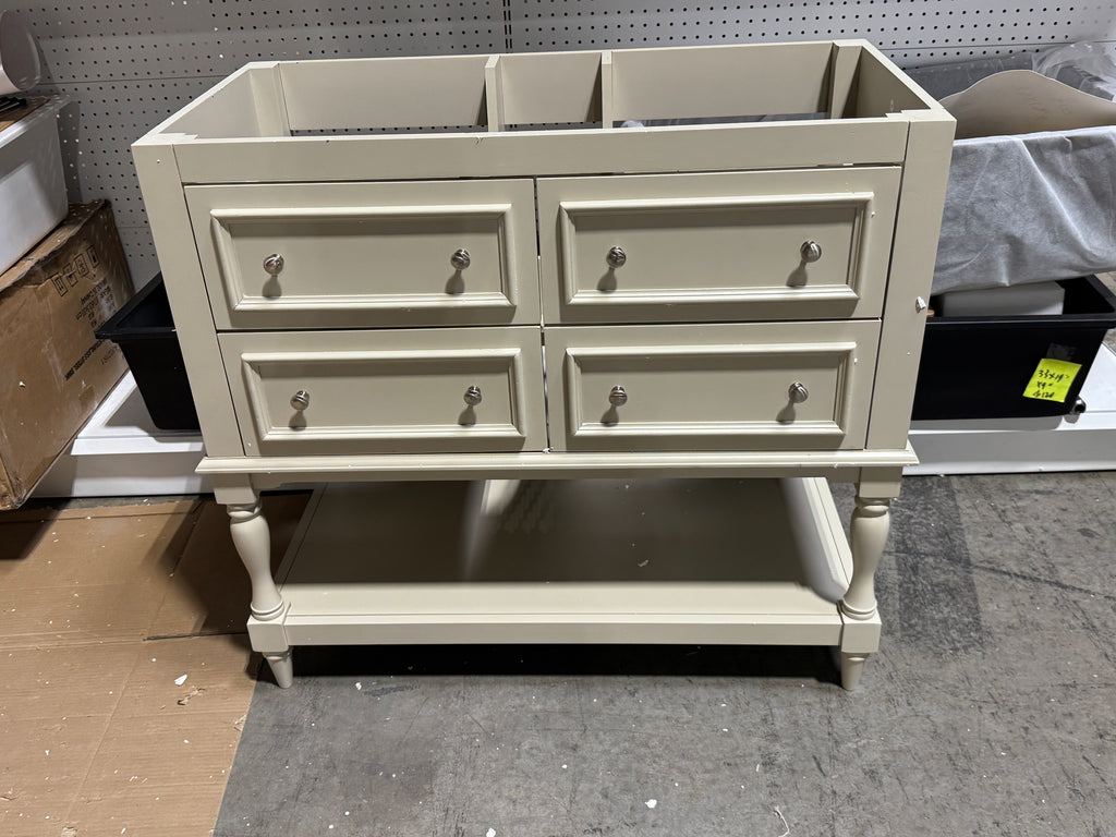 Solid Wood Bath Vanity Cabinet without Top with 4 Drawers in Beige