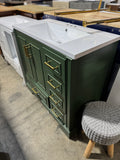 Single Sink Bath Vanity in Green with Resin Top in White